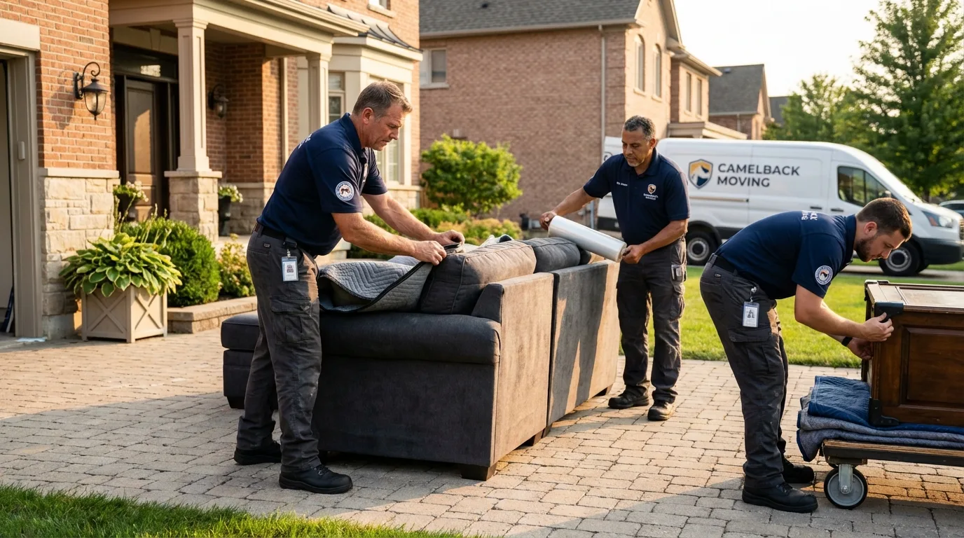 Large estate moving crew wrapping furniture in Jackson, WY